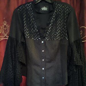 Neo-Ludwig Black Bell Sleeve Jacket Top